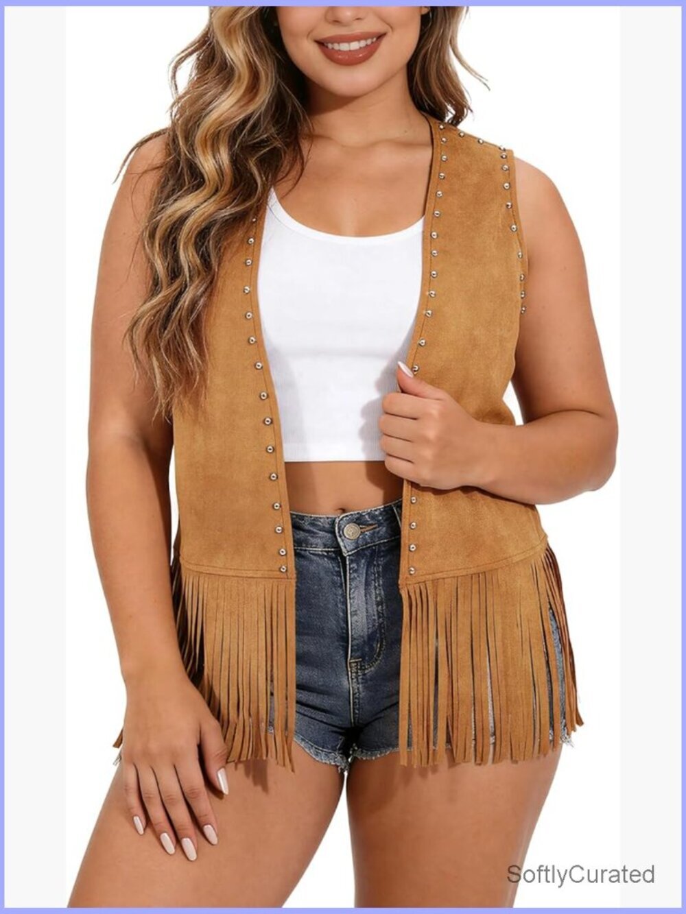 Plus Size Fringe Vest L-4XL Faux Suede Sleeveless Tassel Jacket Western Cowgirl